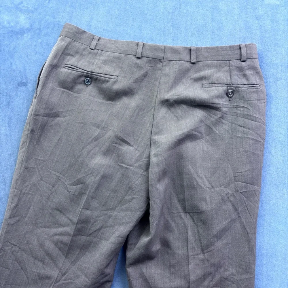 Lauren Ralph Lauren Mens Gray Herringbone Pleated Cuffed Dress Pants 39x28.5